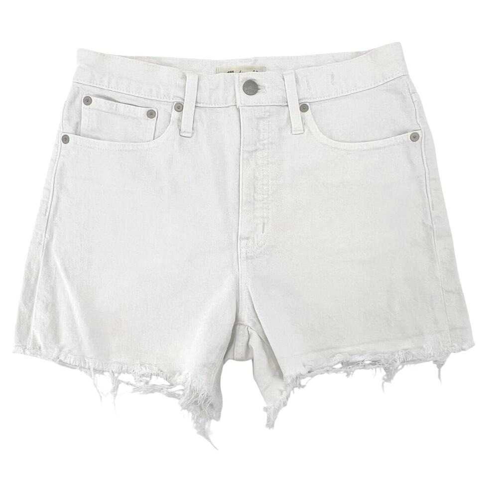 Madewell High Rise Denim Shorts Womens 28 White Frayed Distressed